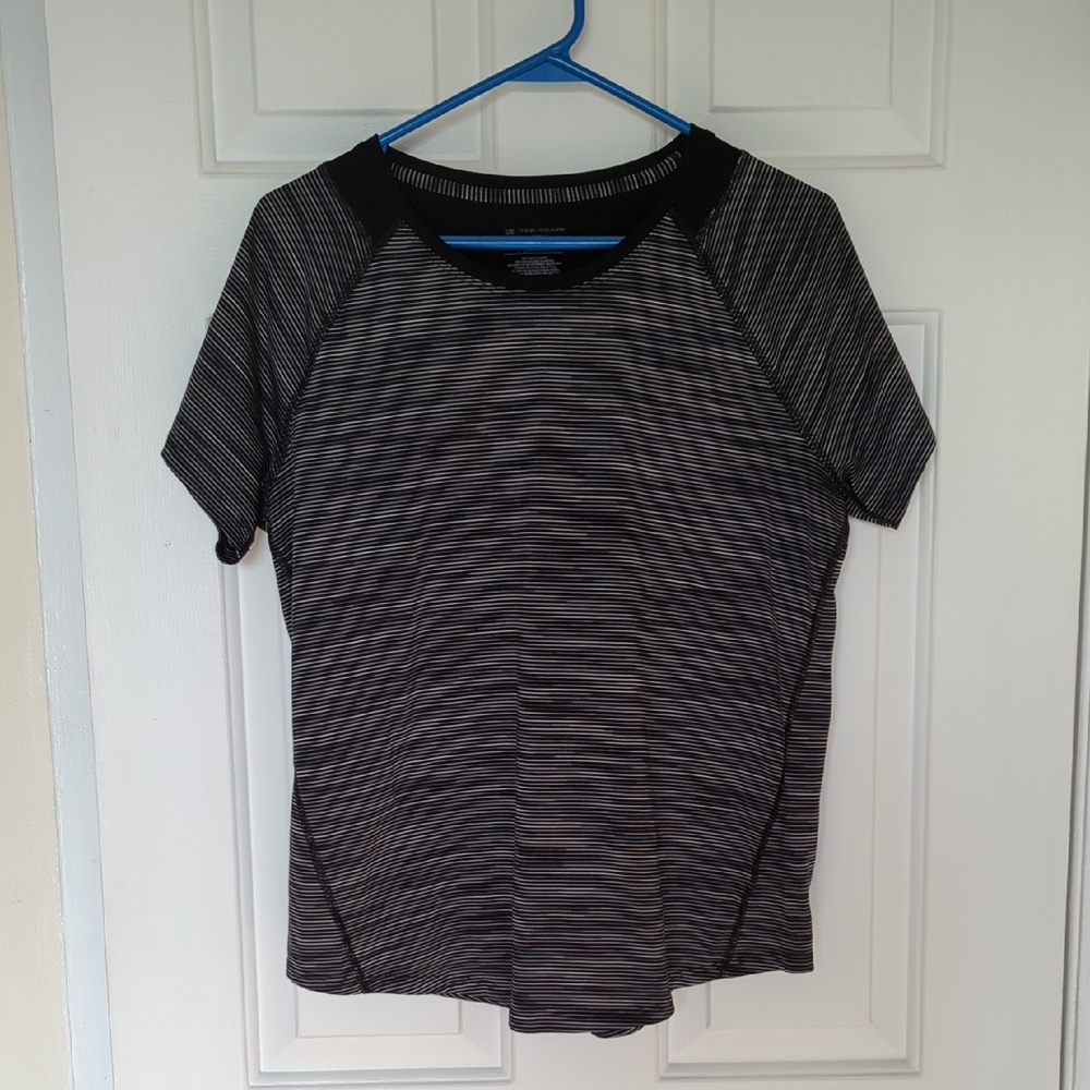 Tek Gear Black and Gray Striped Top